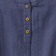 Check Gauze Organic Baby Girl Romper - Blue Smoke