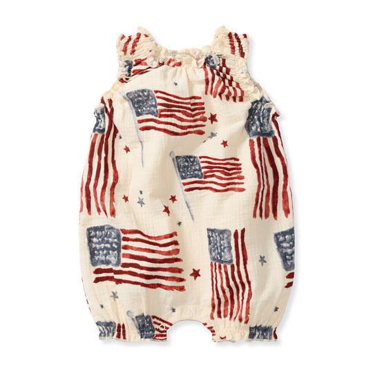 American Flag Organic Baby Girl Romper