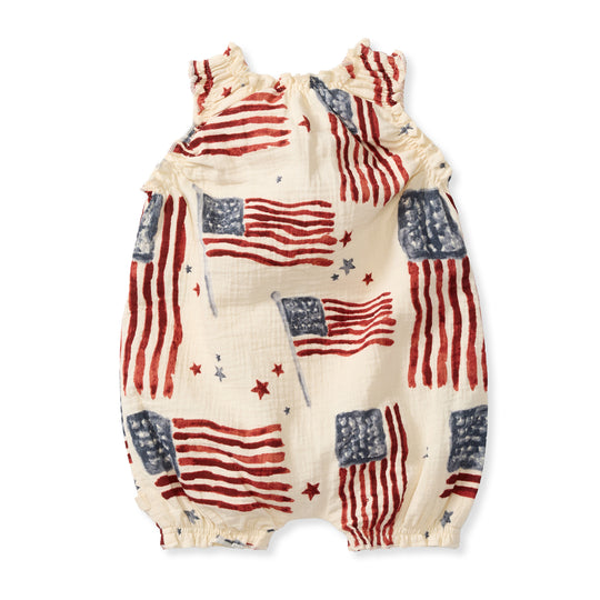 American Flag Organic Baby Girl Romper