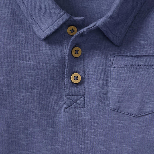 Blue Polo Tee & Stripe Shorts Set