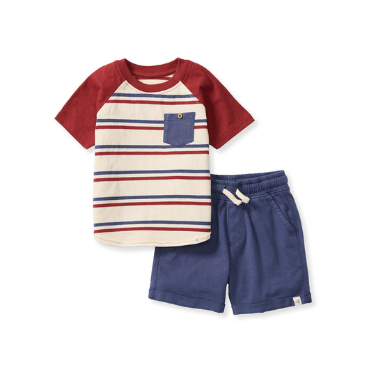 USA Stripe Tee & Shorts Set