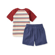 USA Stripe Tee & Shorts Set