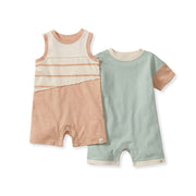 Basic Stripe Organic Cotton 2 Pack Romper Set - Sweet Maple