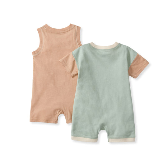 Basic Stripe Organic Cotton 2 Pack Romper Set - Sweet Maple