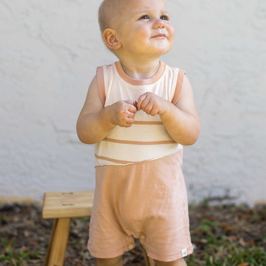 Basic Stripe Organic Cotton 2 Pack Romper Set - Sweet Maple