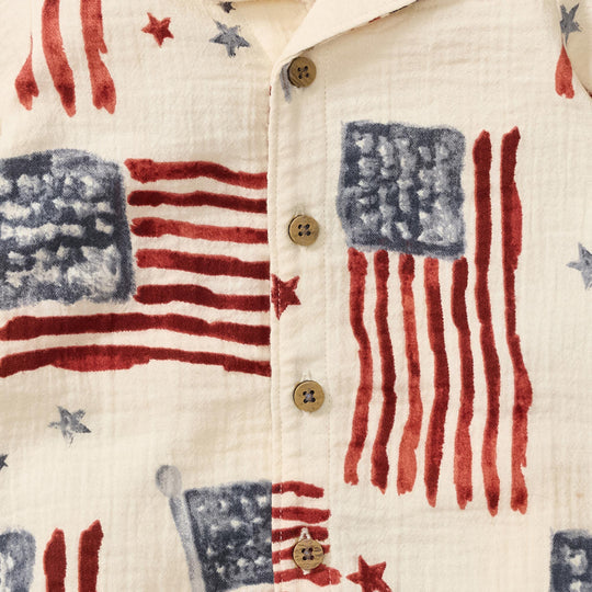 American Flag Organic Cotton Muslin Romper