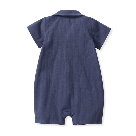 Check Gauze Organic Cotton Baby Boy Romper