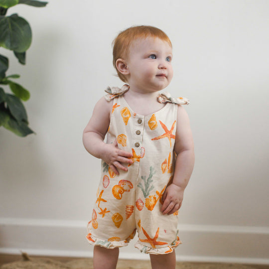 Organic Cotton Starfish & Shells Baby Girl Romper