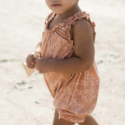 Croation Tile Organic Cotton Baby Girl Romper
