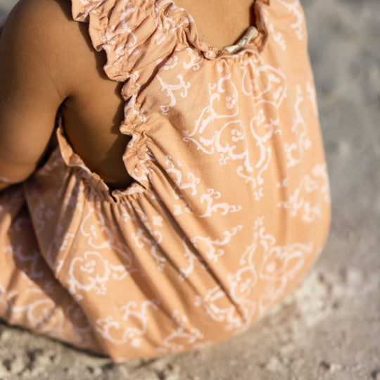 Croation Tile Organic Cotton Baby Girl Romper