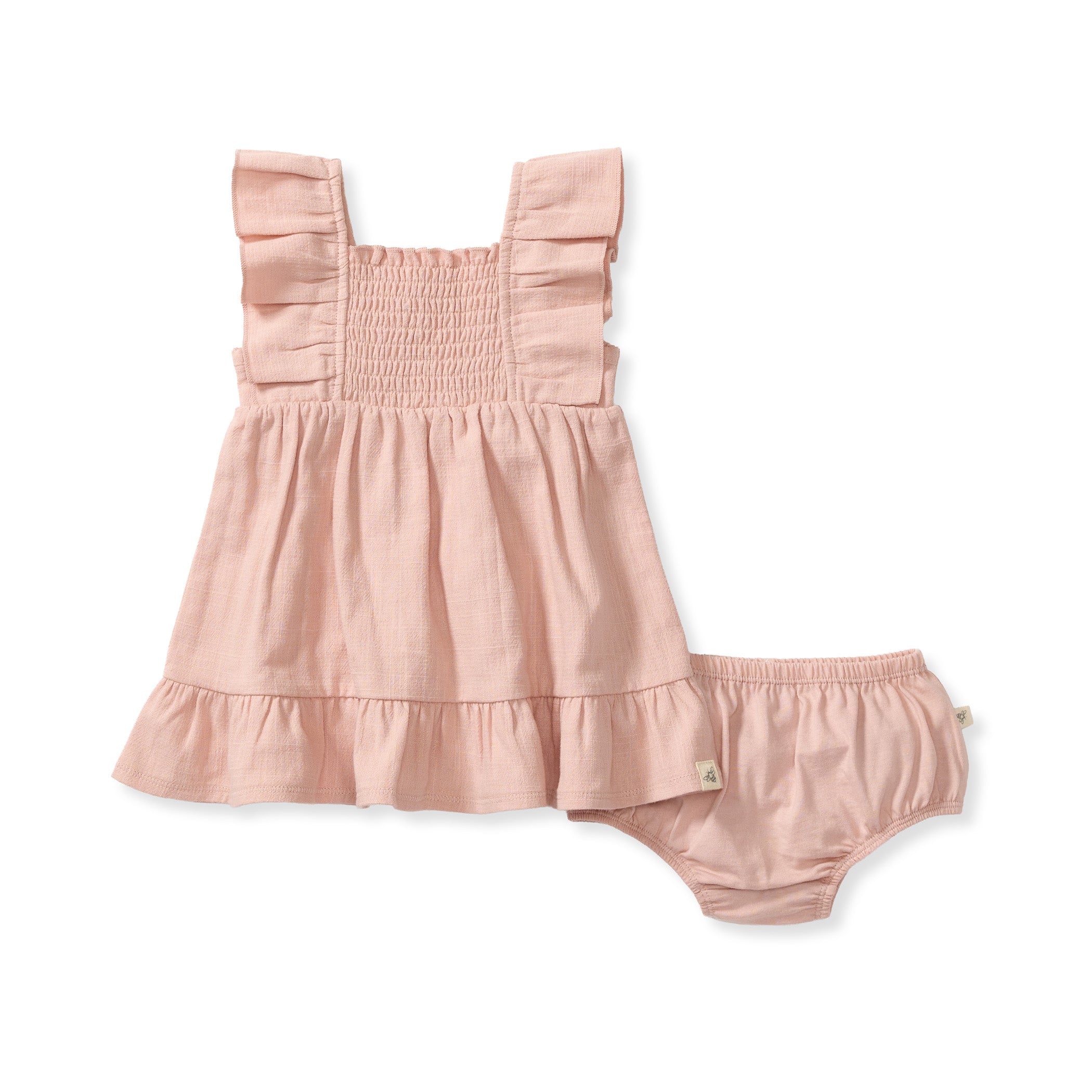 Check Gauze Pink Organic Cotton Muslin Dress & Diaper Cover