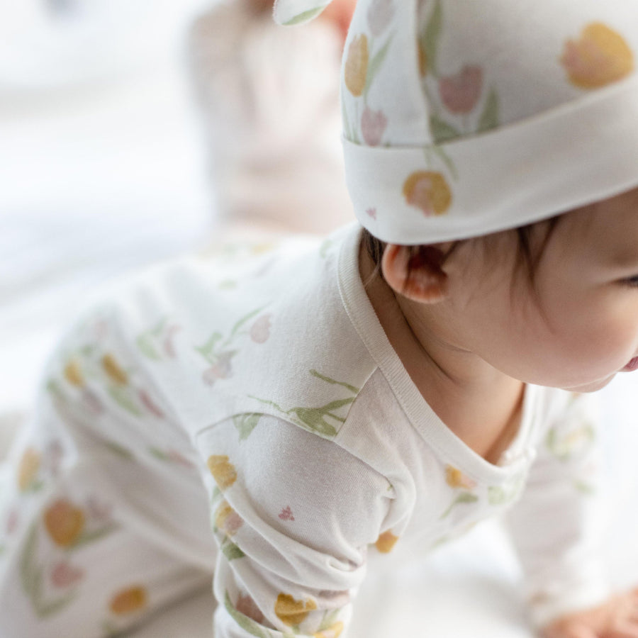 Tulip Fields Organic Cotton Jumpsuit & Hat Set