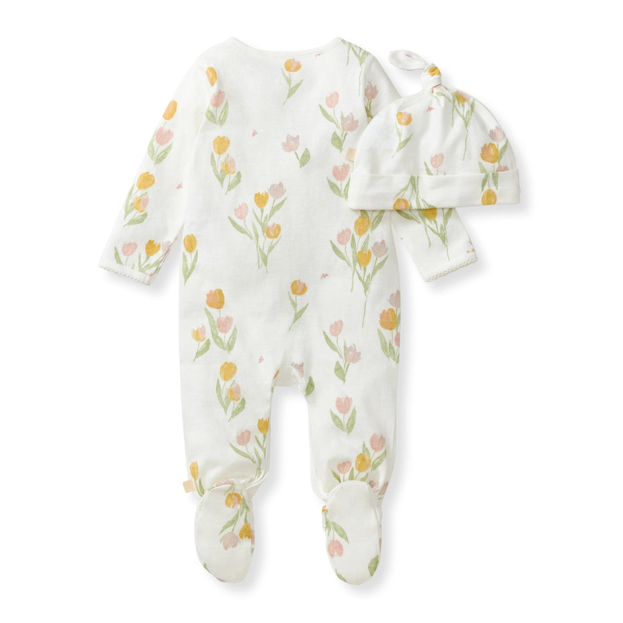 Tulip Fields Organic Cotton Jumpsuit & Hat Set