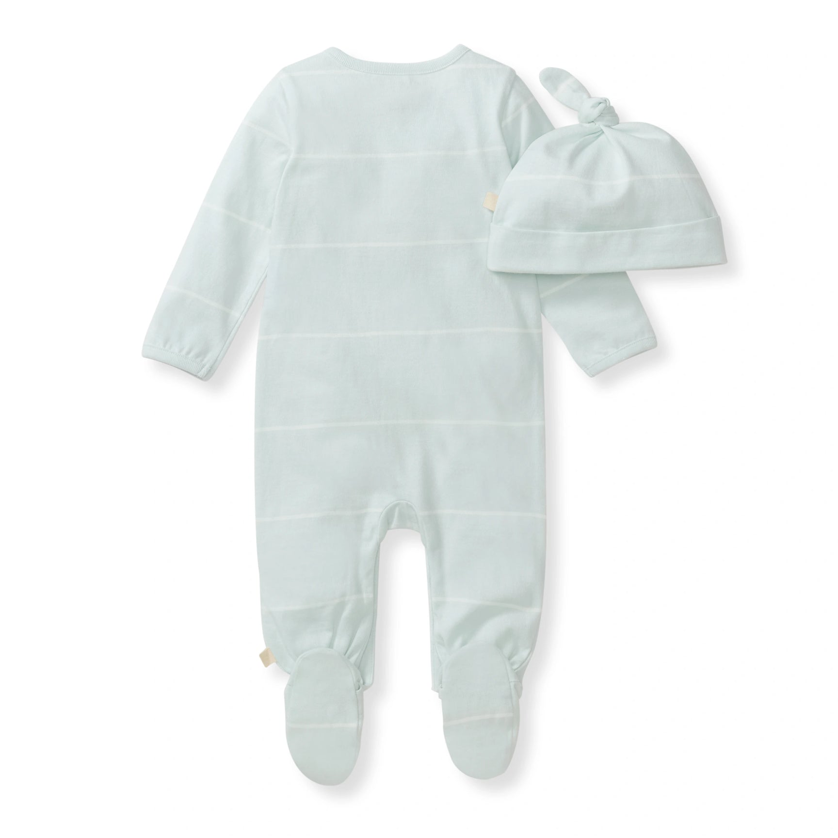 Baby Boy Blue Stripe Organic Cotton Jumpsuit & Hat Set