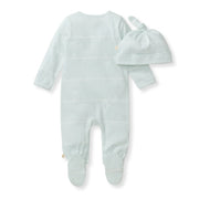Baby Boy Blue Stripe Organic Cotton Jumpsuit & Hat Set