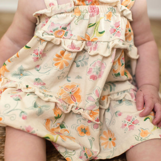 Mediterranean Floral Organic Cotton Dress & Diaper Cover