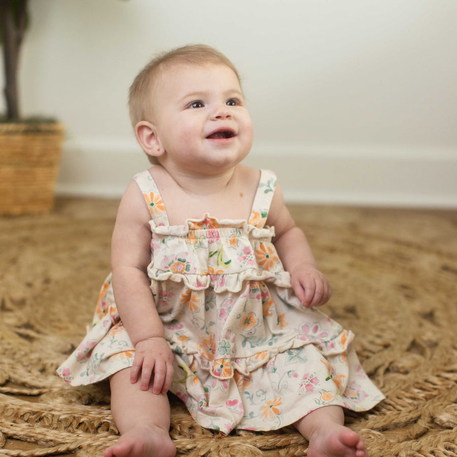 Mediterranean Floral Organic Dress: 4T