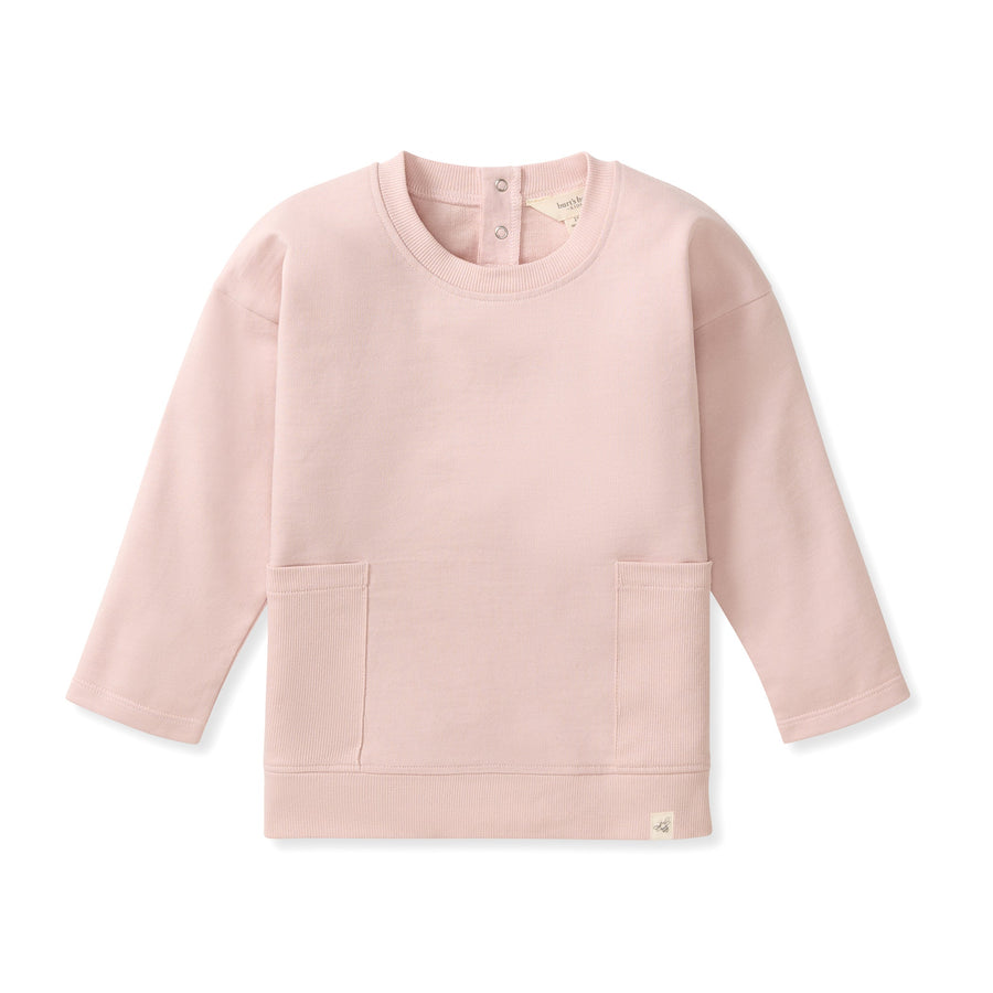 Organic Cotton Boxy Pocket Sweatshirt - Camellia