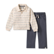 Organic Cotton Polo Long Sleeve Tee Set - Pale Oak Wood