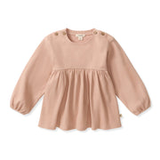 Organic Cotton Button Neck Tunic - Pink Feldspar