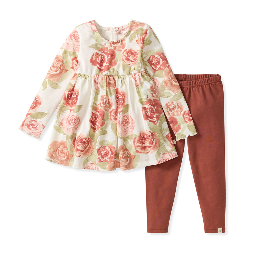 Organic Cotton Autumn Rose Tunic Set - Sequoia Bark