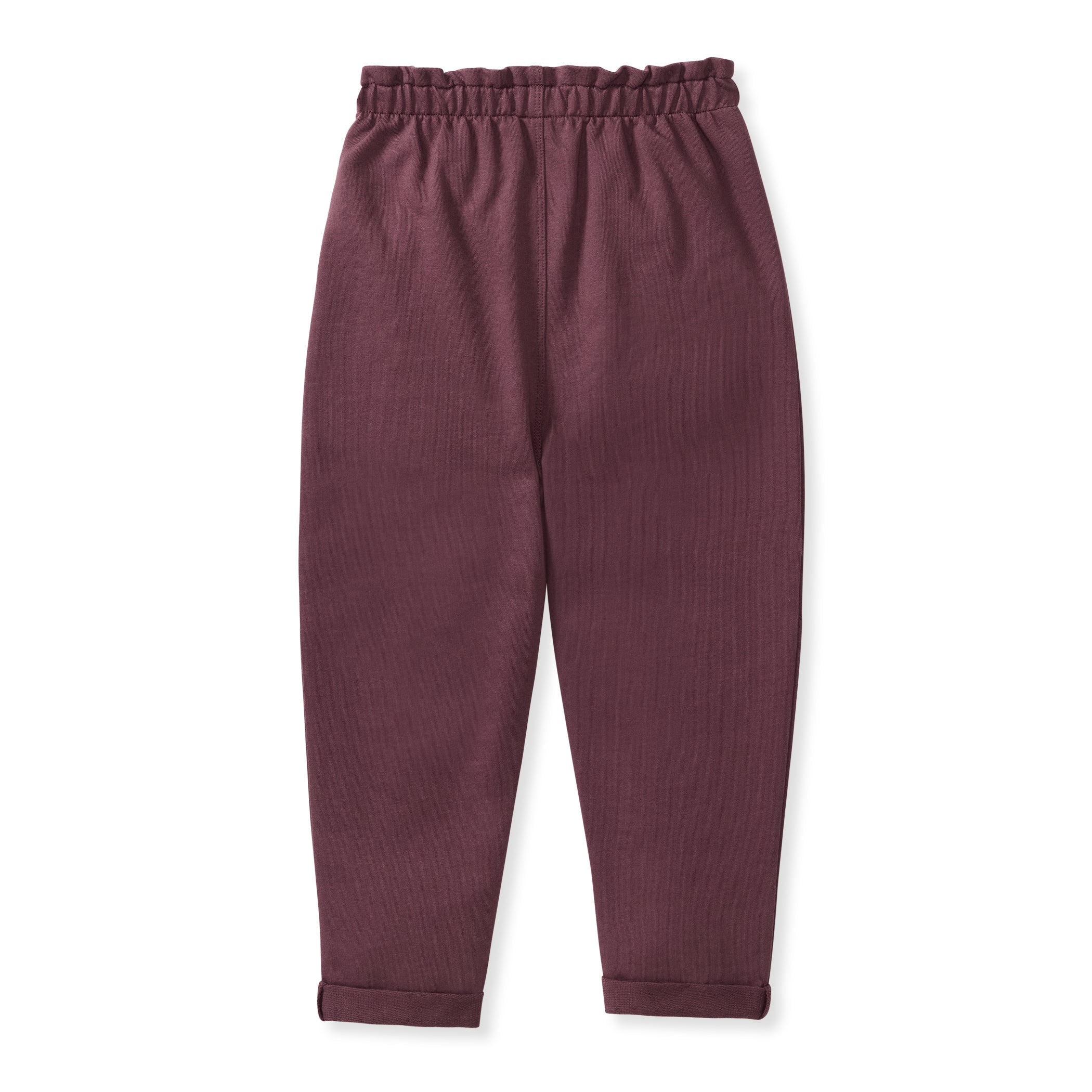 Organic Cotton Paper Bag Heart Patch Pants - Deep Plum