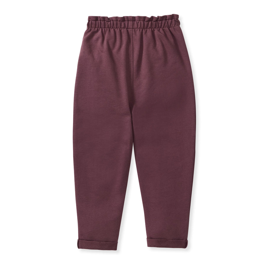Organic Cotton Paper Bag Heart Patch Pants - Deep Plum