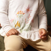 Organic Cotton  Floral Bouquet Long Sleeve Shirt - Eggshell