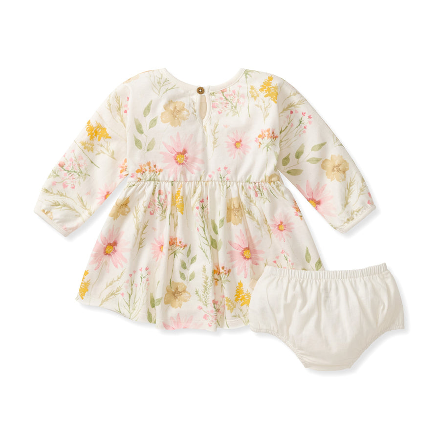 Organic Cotton Wild Floral Dress - Eggshell