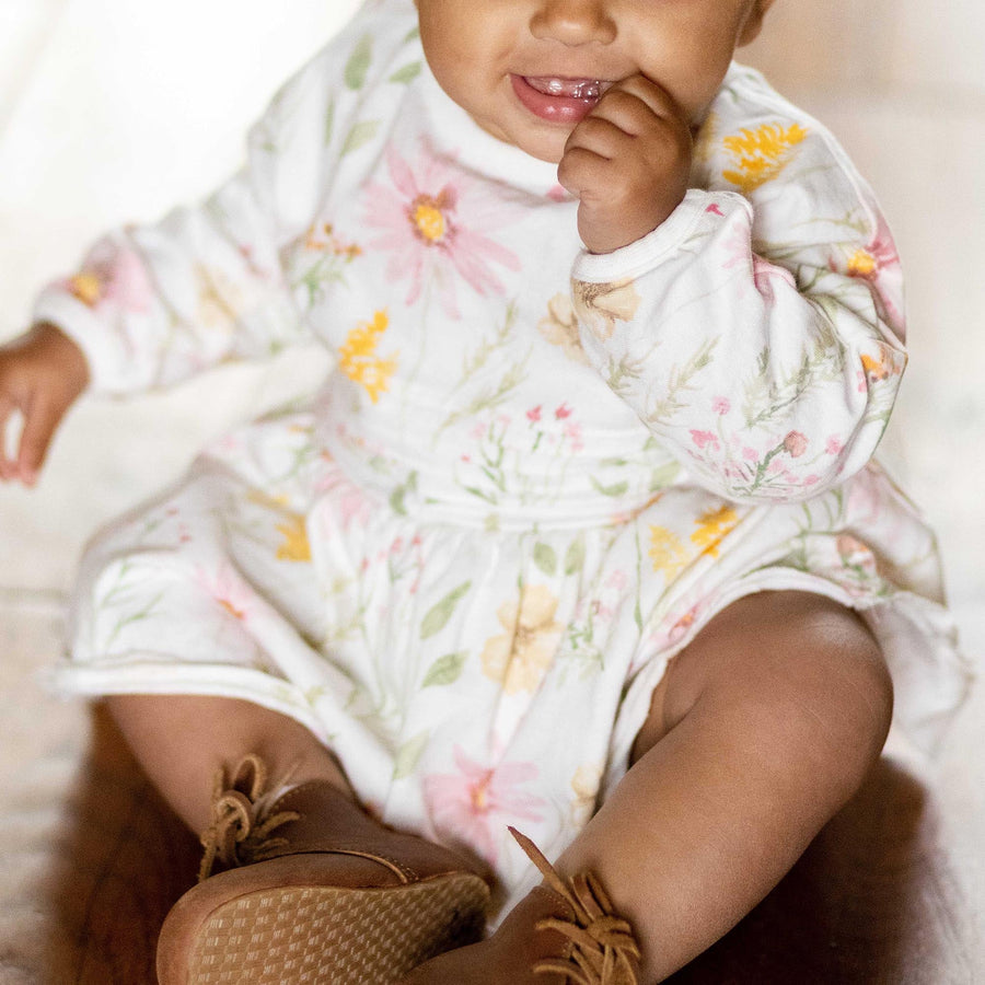 Organic Cotton Wild Floral Dress - Eggshell