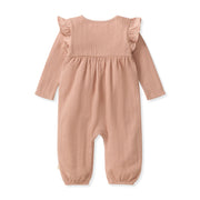 Organic Cotton Ribbed Pointelle Jumpsuit - Pink Feldspar