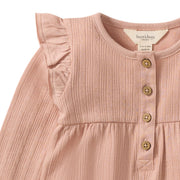 Organic Cotton Ribbed Pointelle Jumpsuit - Pink Feldspar