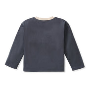 Organic Cotton  Color Block Long Sleeve Shirt - Basalt