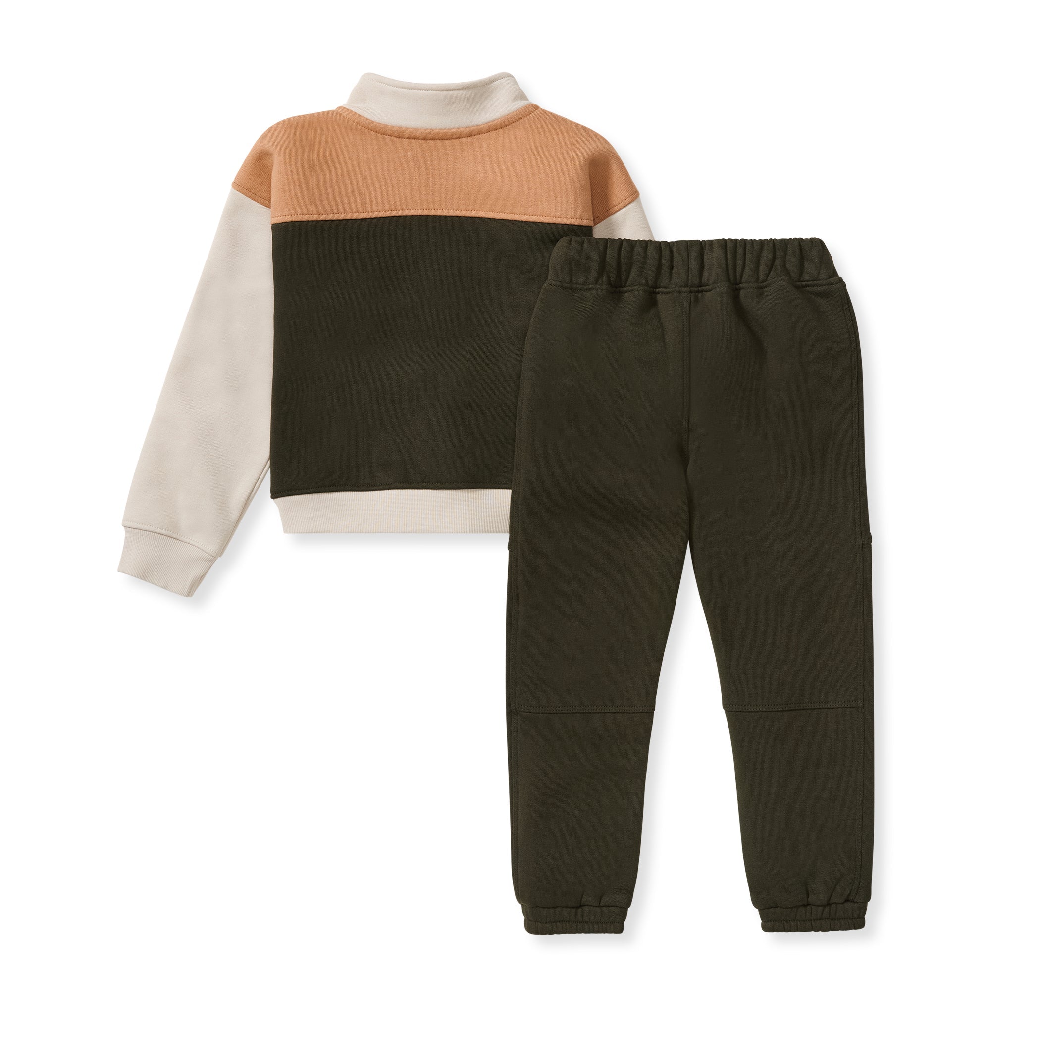 Organic Cotton Quarter Zip Collar Sweatshirt Set - Shadow