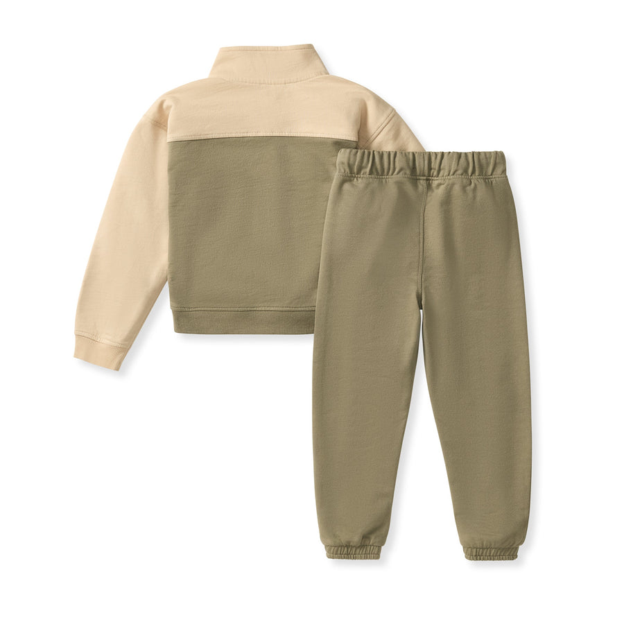 Organic Cotton Quarter Zip Collar Sweatshirt Set - Serpentine