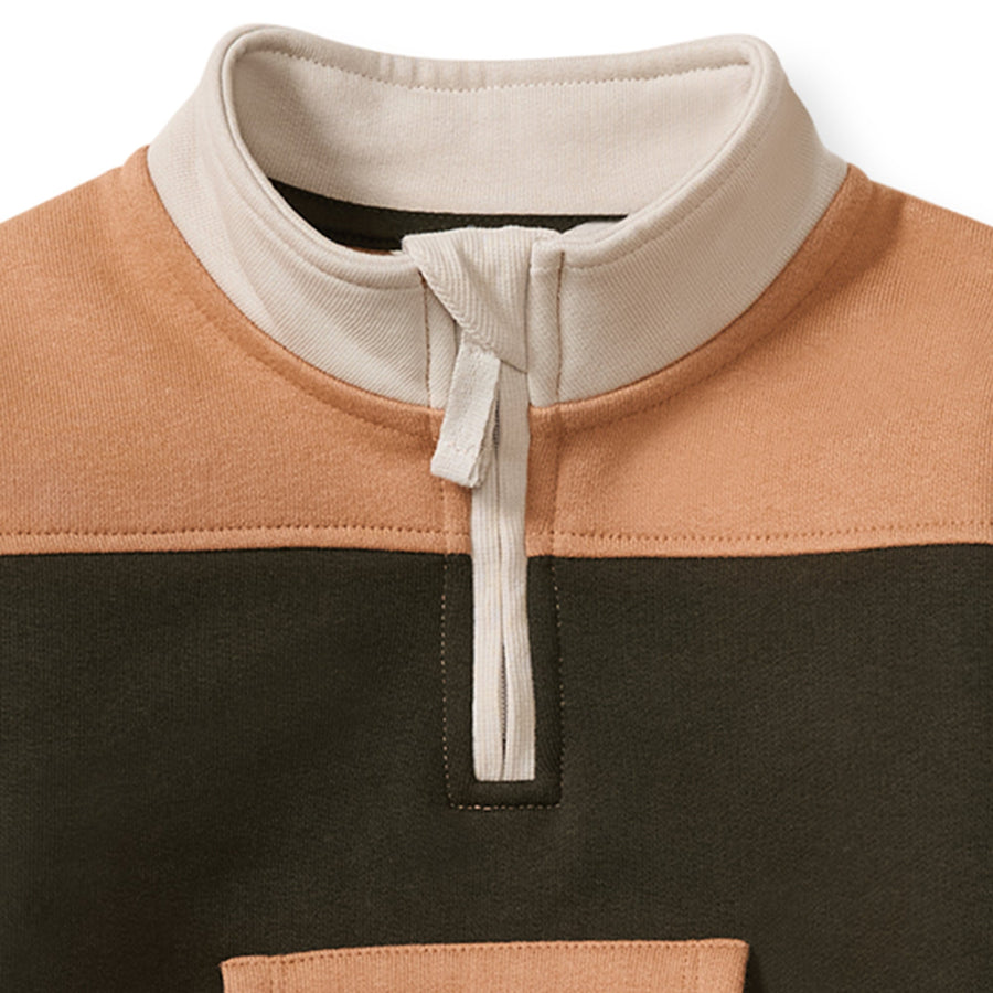 Organic Cotton Quarter Zip Collar Sweatshirt Set - Shadow