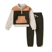 Organic Cotton Quarter Zip Collar Sweatshirt Set - Shadow
