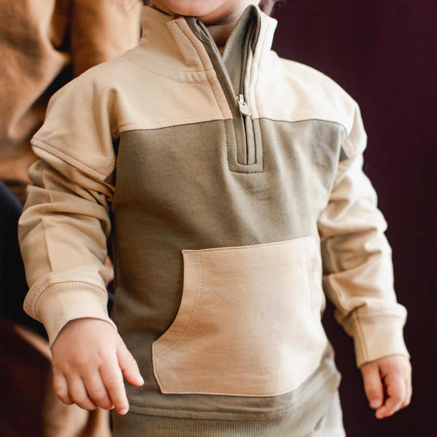 Organic Cotton Quarter Zip Collar Sweatshirt Set - Serpentine