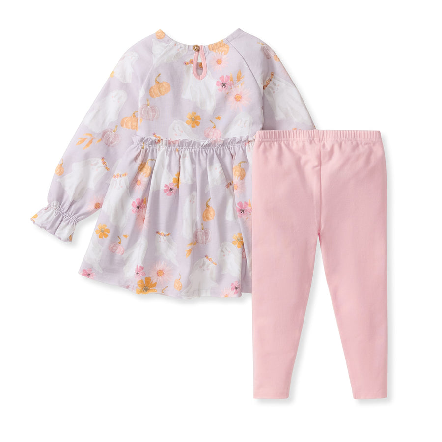 Organic Cotton Groovy Ghouls Tunic & Leggings Set - Lavender Petal