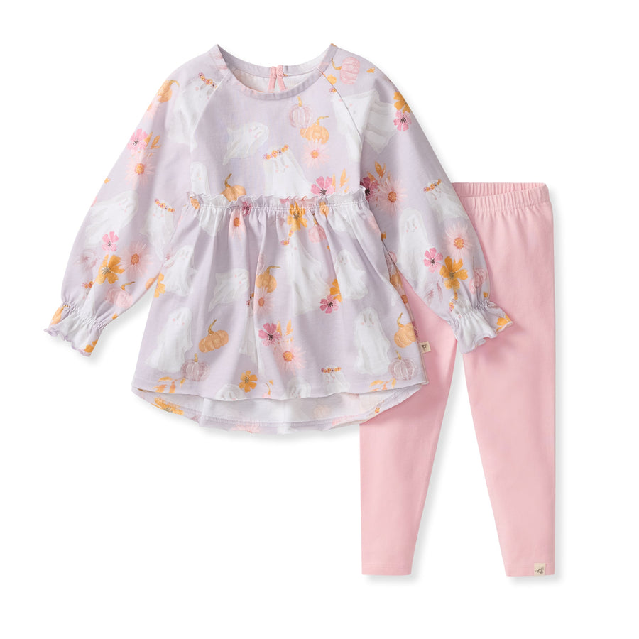 Organic Cotton Groovy Ghouls Tunic & Leggings Set - Lavender Petal