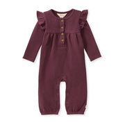 Organic Cotton Thermal Jumpsuit - Deep Plum