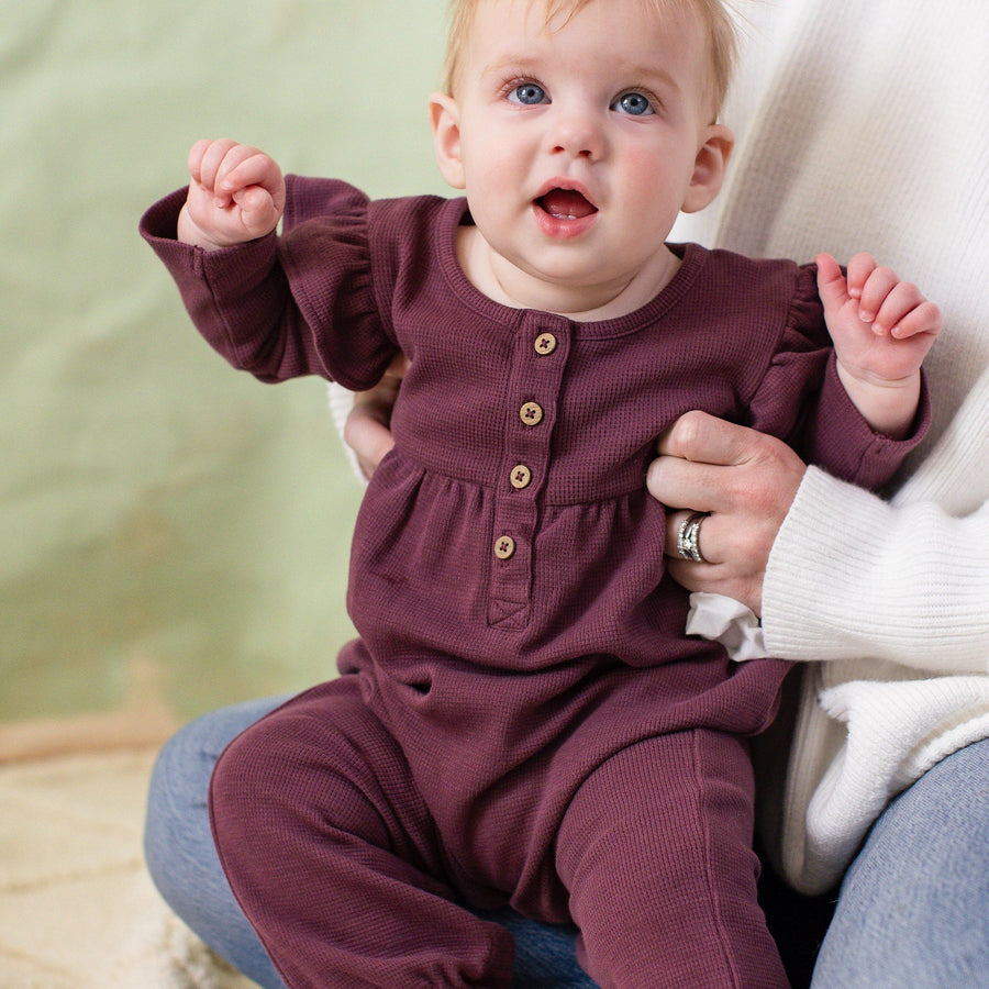 Organic Cotton Thermal Jumpsuit - Deep Plum