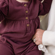 Organic Cotton Thermal Jumpsuit - Deep Plum