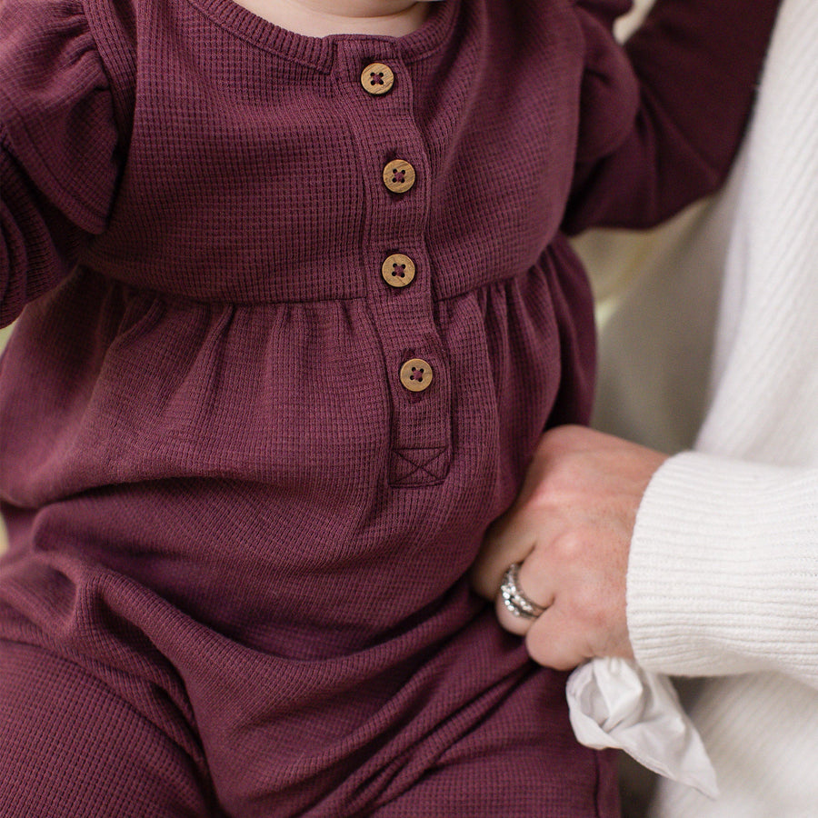 Organic Cotton Thermal Jumpsuit - Deep Plum