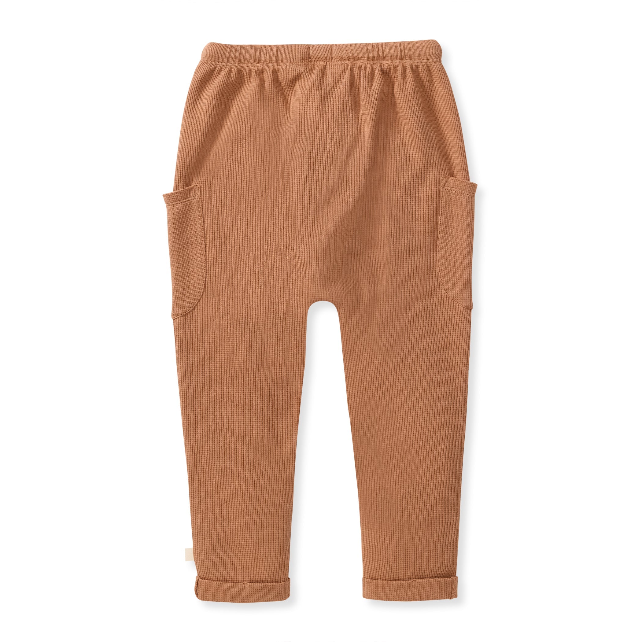 Organic Cotton Waffle Thermal Pant - Camel