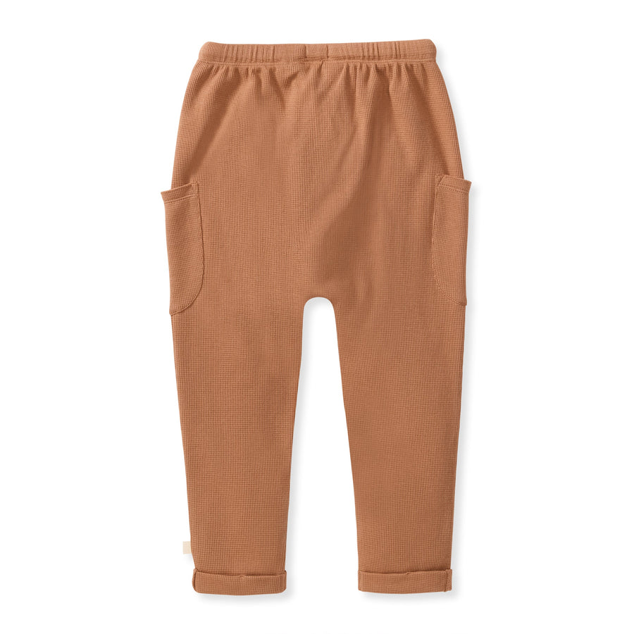Organic Cotton Waffle Thermal Pant - Camel