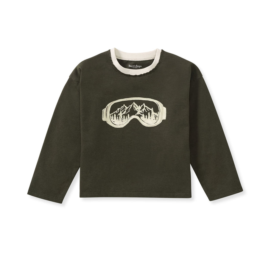 Organic Cotton Snow Goggles Graphic Long Sleeve Shirt