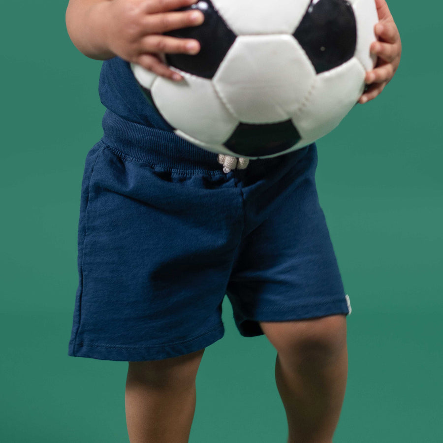 2 Pack Organic Cotton Basic Shorts - Blue/Tan