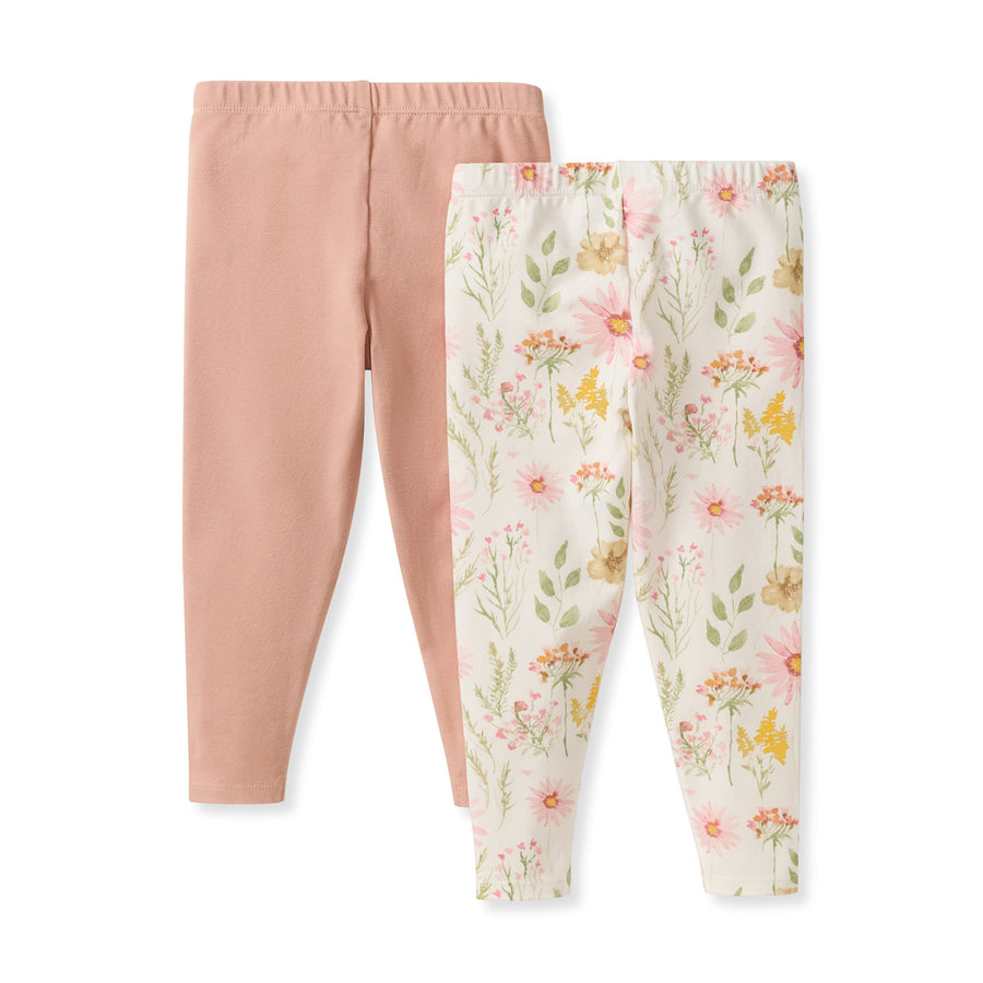2 Pack Wild Floral Girl Leggings - Eggshell