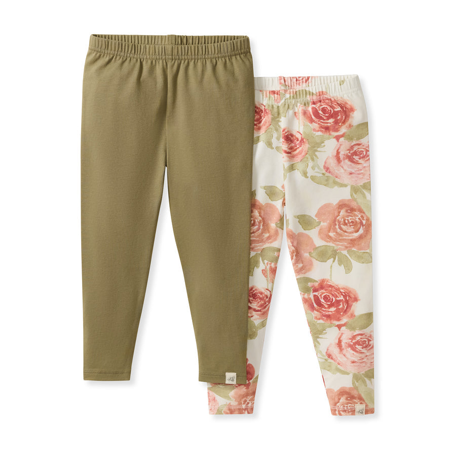 2 Pack Autumn Rose Girl Leggings - Sequoia Bark